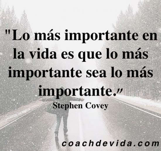 Lo más importante en la vida es que lo más importante sea lo más importante. Stephen Covey