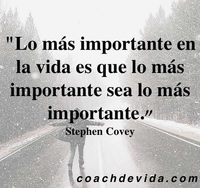 Lo más importante en la vida es que lo más importante sea lo más importante. Stephen Covey
